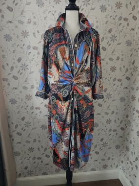 Gretchen Scott Designs Multicolor Patterned Midi Dress - Black, Blue, Red, Green